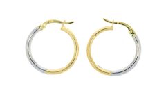 Diamond & Gold Jewellery 9ct Yellow & White Gold Hoop Earrings