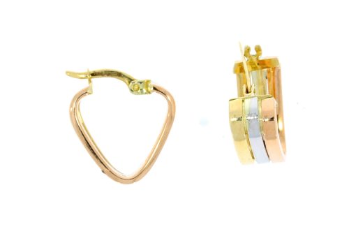 Diamond & Gold Jewellery 9ct White/Rose/Yellow Gold Triangular Hoop Design Earrings