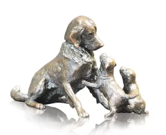 Bronze Sculptures Solid Bronze Retriever with Puppies (1068) by Michael Simpson