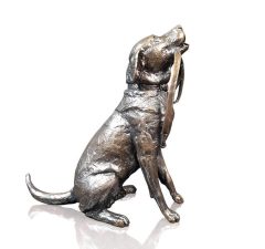 Bronze Sculptures Solid Bronze Medium Labrador with Lead (1153) by Michael Simpson