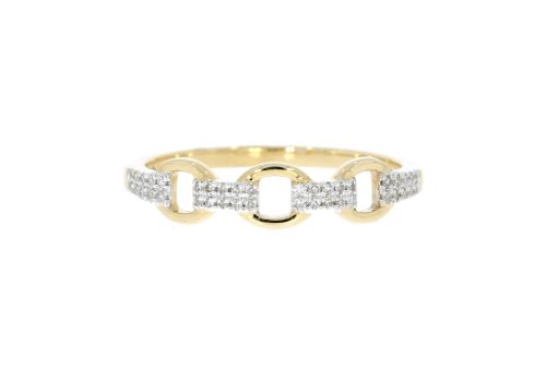 Diamond & Gold Jewellery 9ct Yellow Gold Diamond Set Snaffle Bit Design Ring