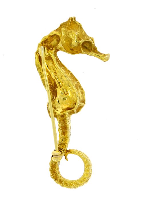 Brooches 9ct Yellow Gold Beautiful Seahorse Marine life Brooch Secondhand