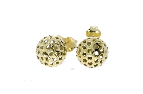 Diamond & Gold Jewellery 9ct Yellow Gold Fret Work Ball Stud Earrings