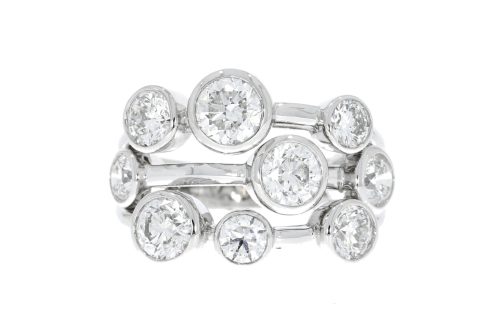 Diamond & Gold Jewellery 3 Carat 06pts 18ct White Gold Nine Stone Diamond Bubble Ring