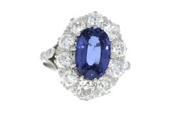 Diamond & Gold Jewellery Platinum 3ct 50pts Sapphire & 2ct 60pts Diamond Cluster Ring