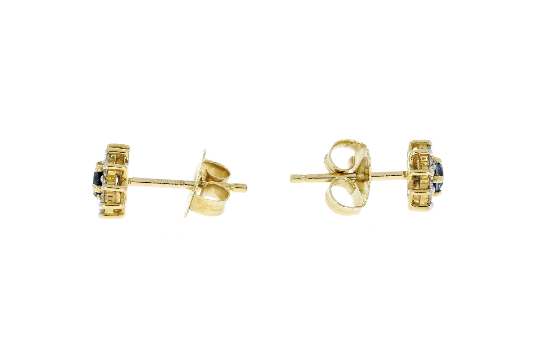 Diamond & Gold Jewellery 18ct Yellow Gold Diamond & Sapphire Cluster Earrings