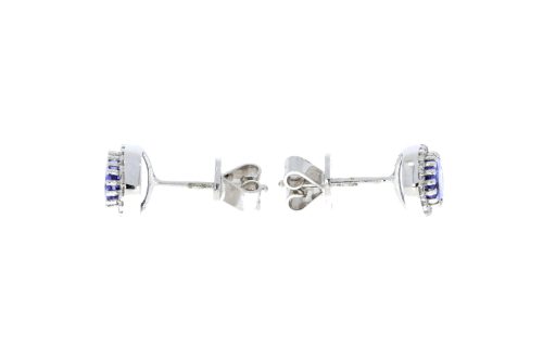 Diamond & Gold Jewellery 9ct Tanzanite & Diamond Oval Cluster Earrings