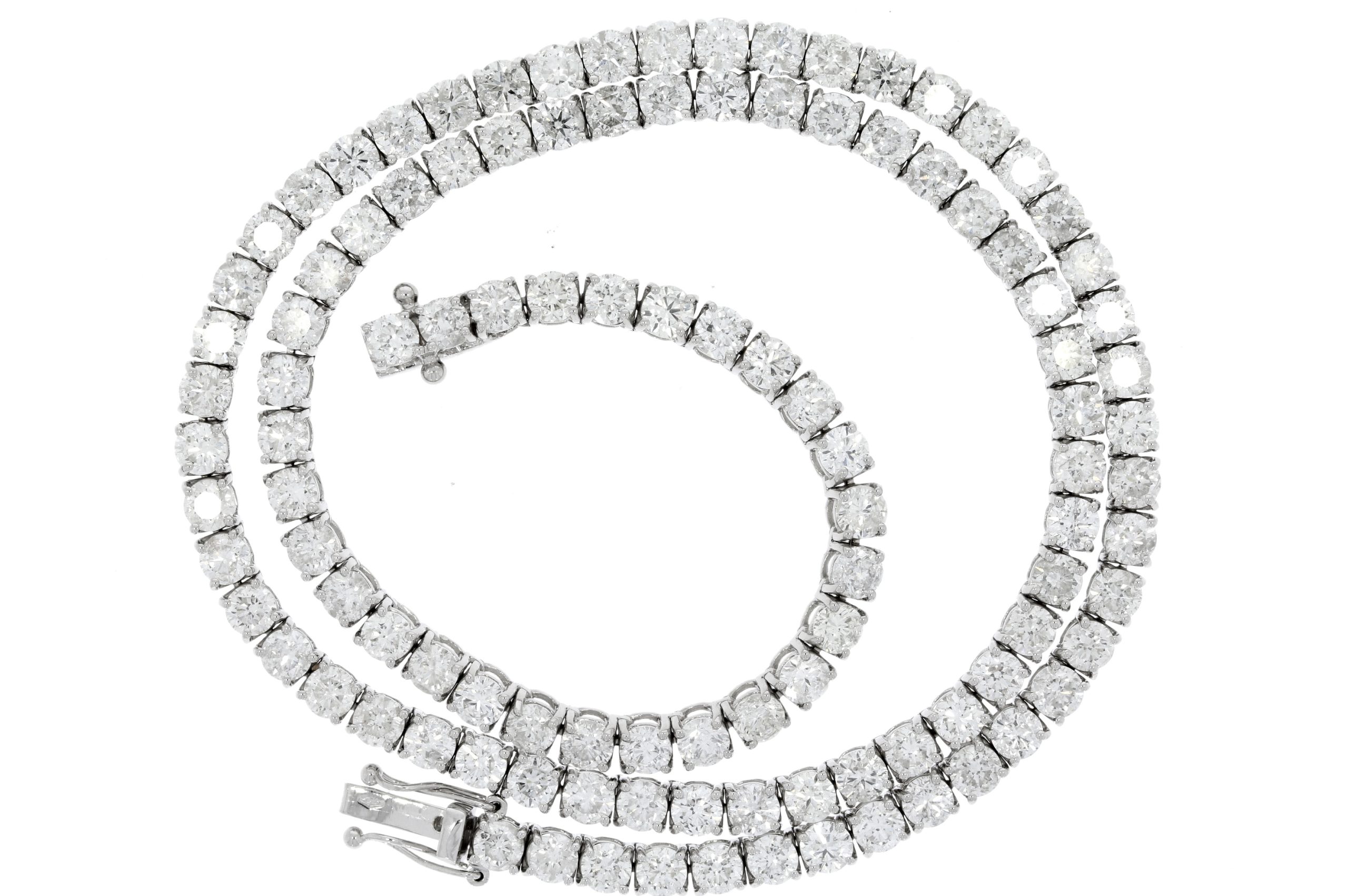 Diamond & Gold Jewellery Diamond 20.64cts 18ct White Gold Tennis Necklace