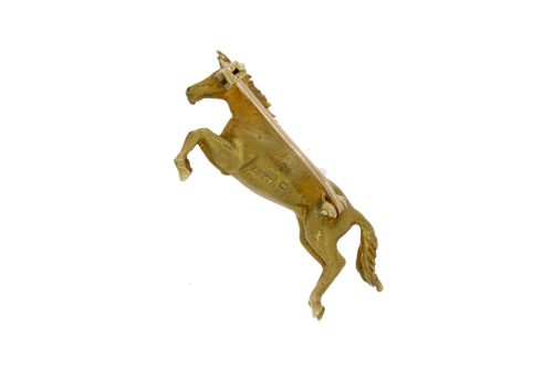 Brooches 9ct Yellow Gold Rearing Horse Alabaster & Wilson Secondhand