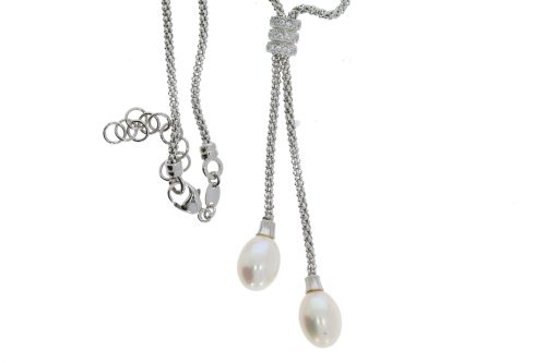 Pendants Sterling Silver Pearl & Cubic Zirconia Dangle Pendant Necklace