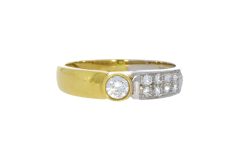 Diamond & Gold Jewellery 18ct Yellow & White Gold 30pts Diamond Ring Secondhand
