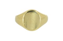 Diamond & Gold Jewellery 18ct Yellow Gold Oval Solid Signet Ring Secondhand