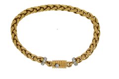 Bracelets 18ct  Gold Weave Design Diamond Bracelet Secondhand