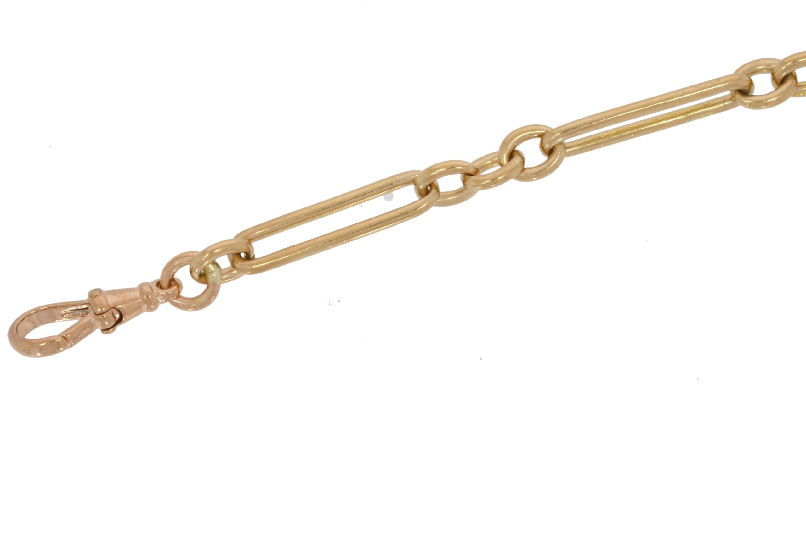 Bracelets 9ct Rose Gold Long Bar & Round Link Bracelet Secondhand