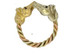 Equestrian Jewellery Collection 9ct Y/R/W Gold Twist Horse Head Ring Secondhand