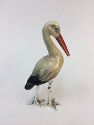International Wildlife Saturno Sterling Silver & Enamel Medium Stork Bird