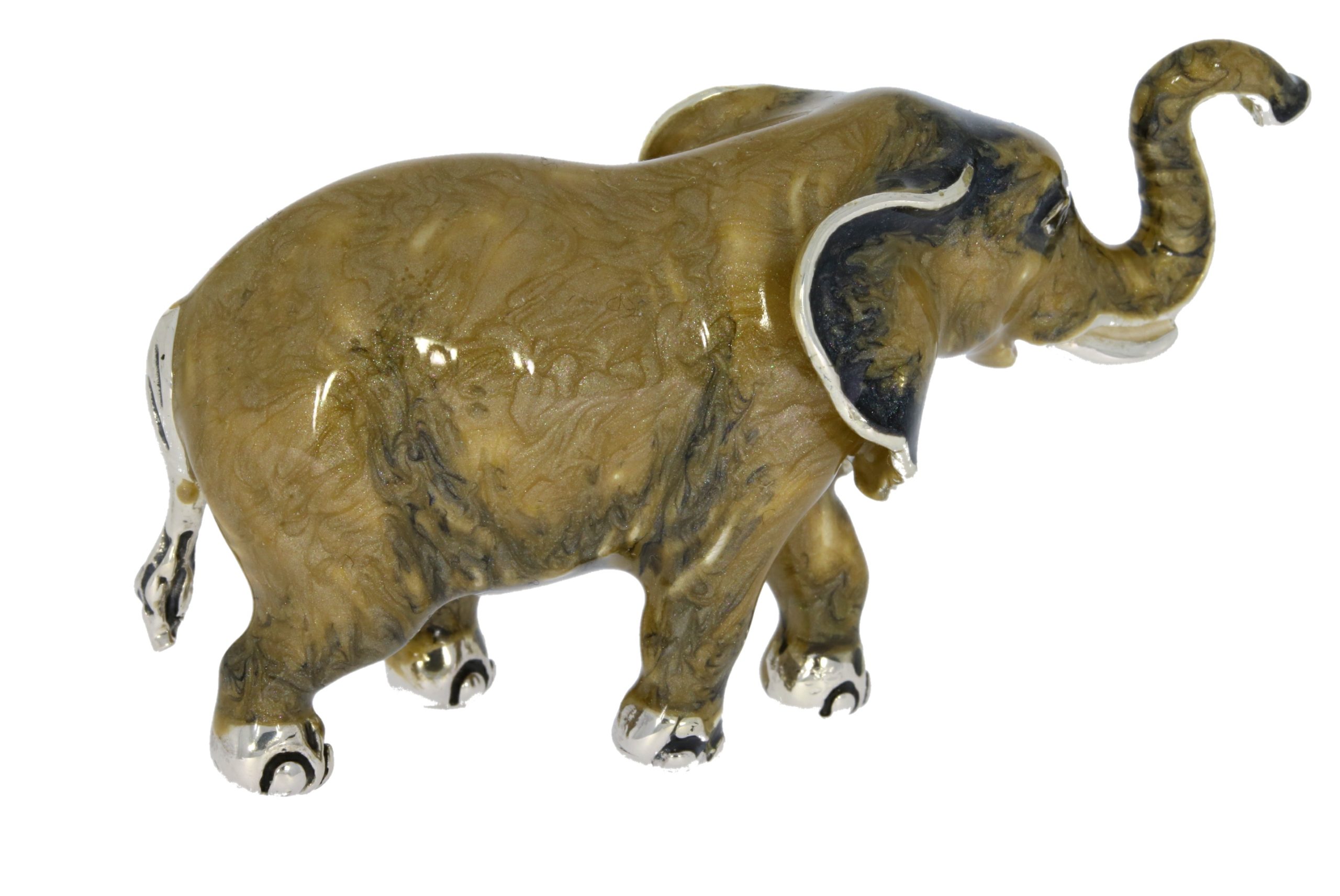 International Wildlife Saturno Large Elephant Sterling Silver & Enamel Wildlife Figurine