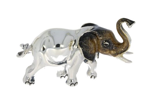 International Wildlife Saturno Sterlng Silver & Enamel Elephant Wildlife Figurine