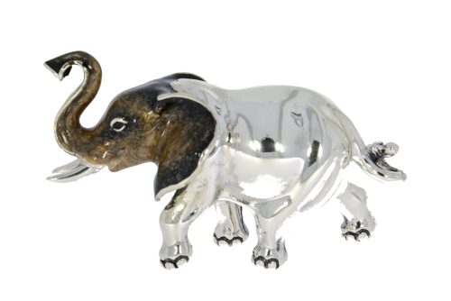 International Wildlife Saturno Sterlng Silver & Enamel Elephant Wildlife Figurine