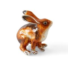 British Wildlife Saturno Sterling Silver & Enamel Medium Sitting Hare Figurine